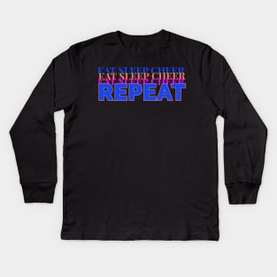 eat sleep cheer repeat Kids Long Sleeve T-Shirt